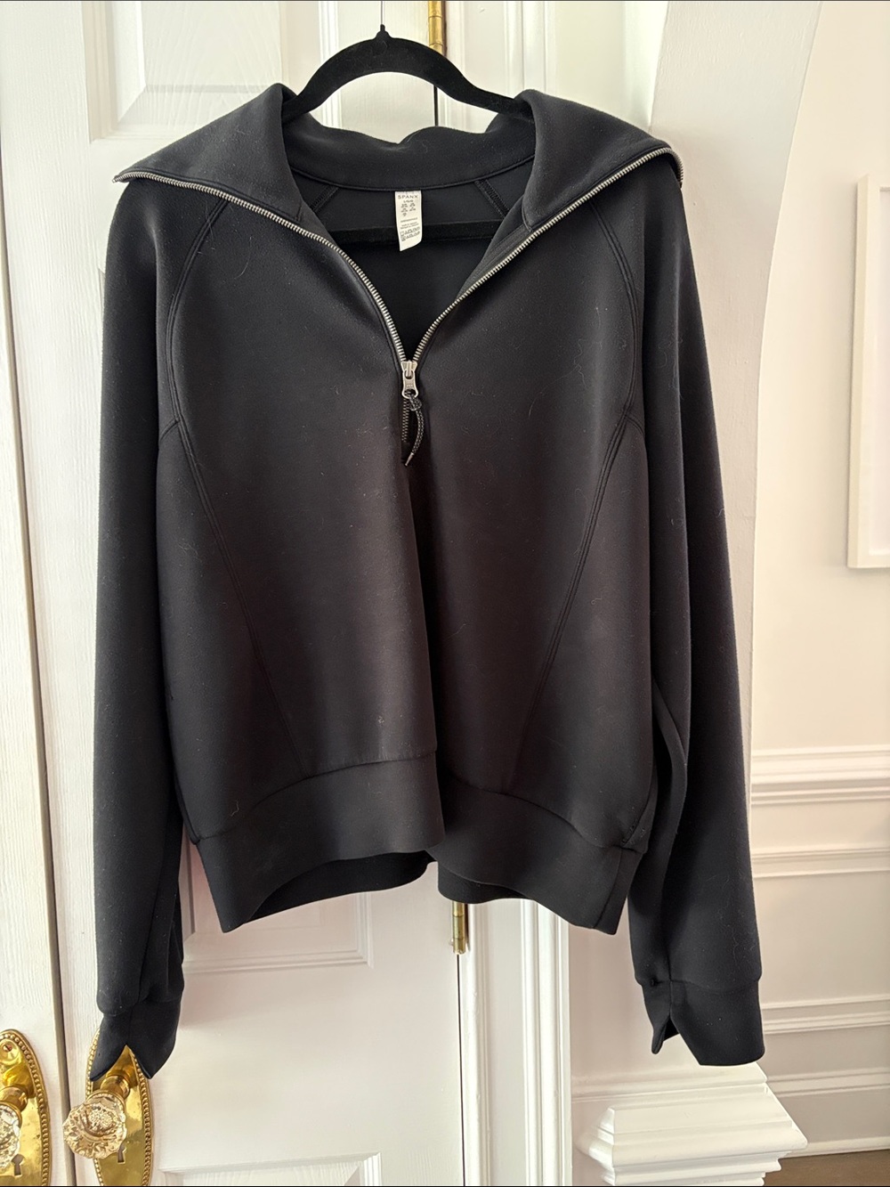 Spanx Air Essentials Half Zip Top Black large